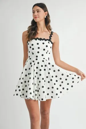 Polka Dot Mini Dress with Ricrac Trim Strap