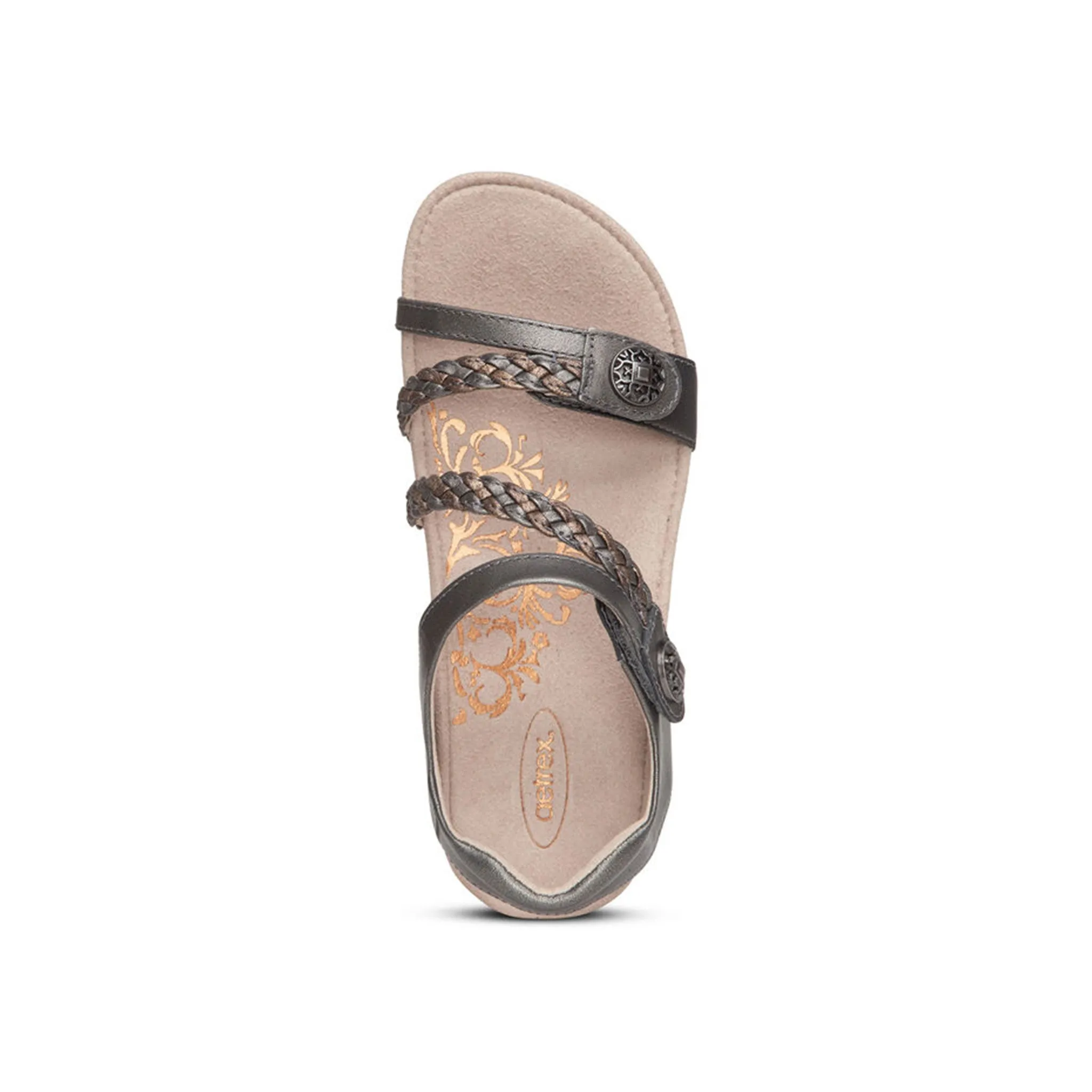 [PRE-ORDER] Aetrex | Jillian Braided Quarter Strap Gunmetal