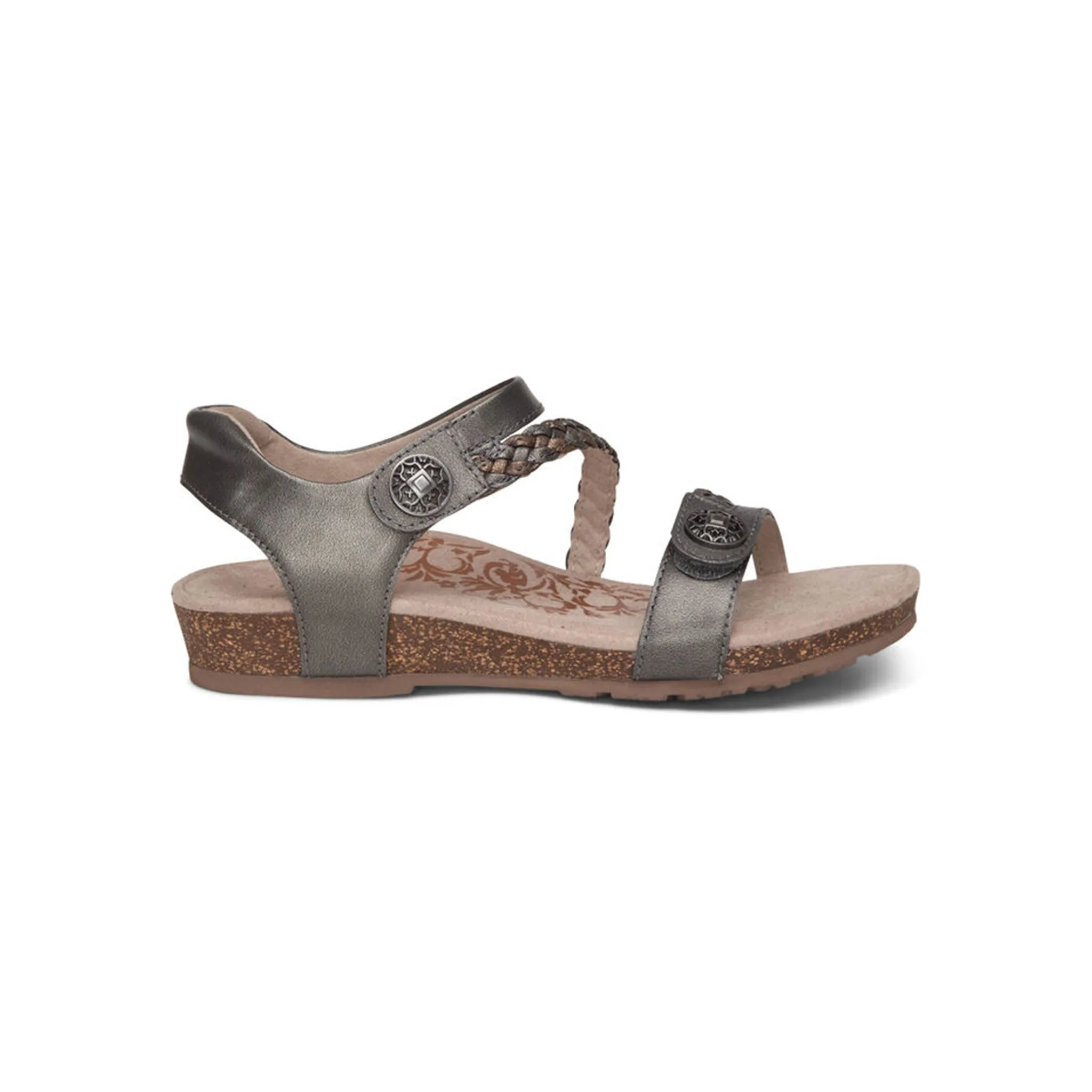 [PRE-ORDER] Aetrex | Jillian Braided Quarter Strap Gunmetal