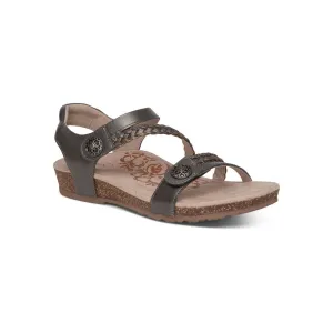 [PRE-ORDER] Aetrex | Jillian Braided Quarter Strap Gunmetal