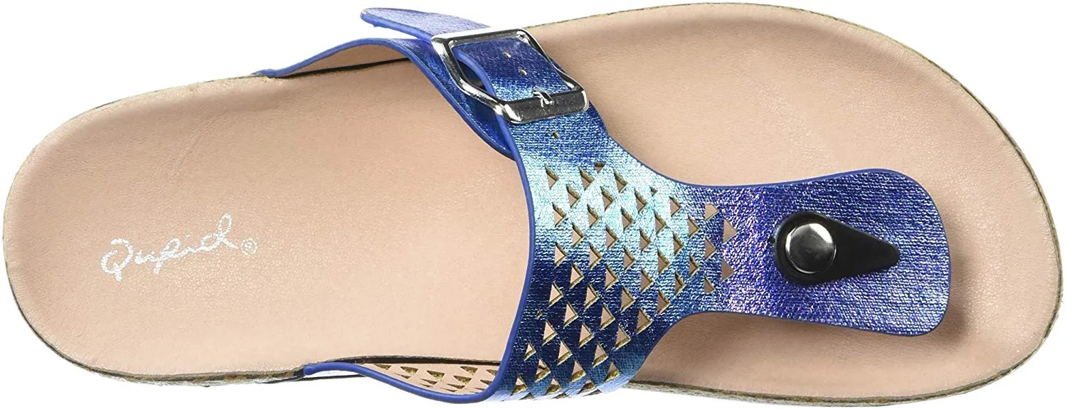 Qupid DELTA-14 Perforated Thong Sandal