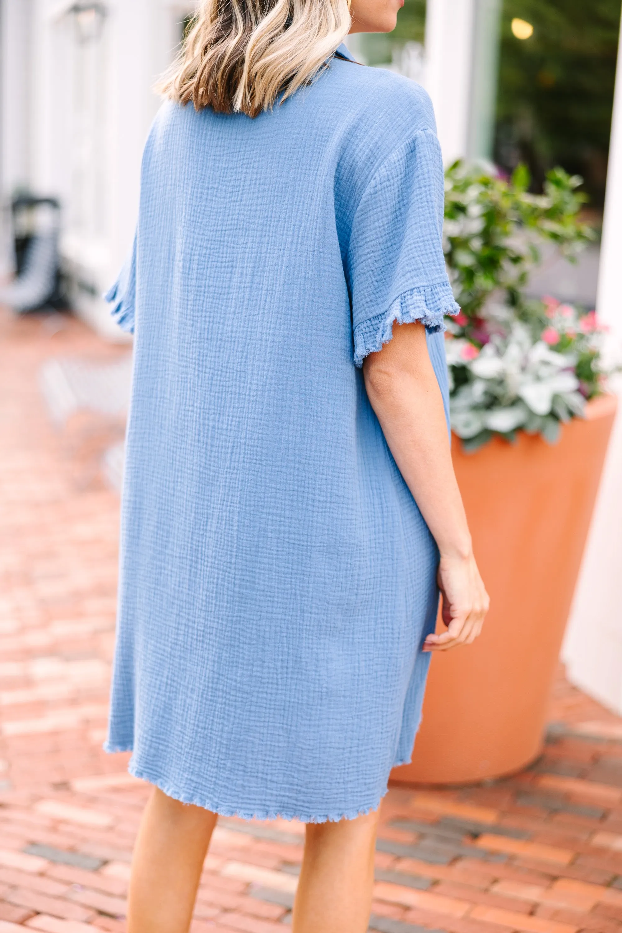 Reach Out Denim Blue Button Down Dress