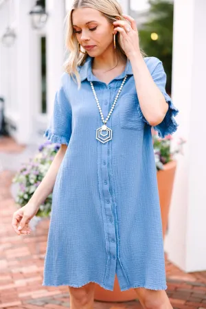 Reach Out Denim Blue Button Down Dress