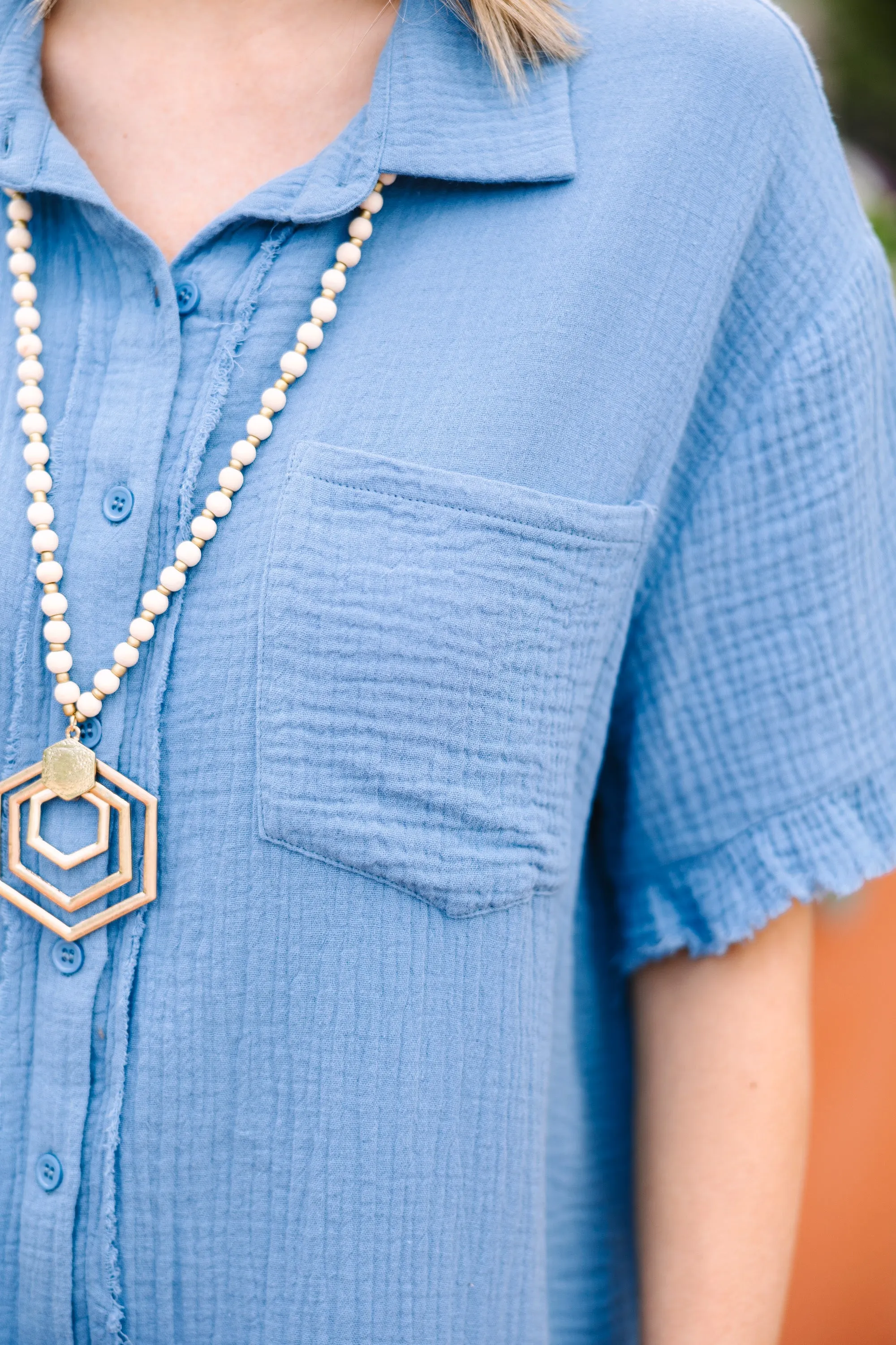 Reach Out Denim Blue Button Down Dress