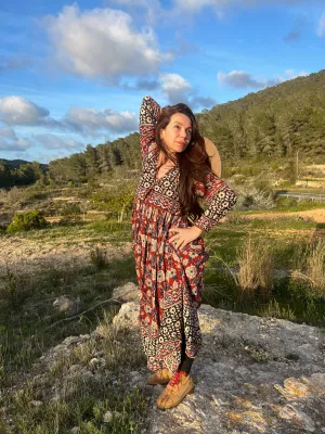 Reina - Boho beautiful ethnic block print dress