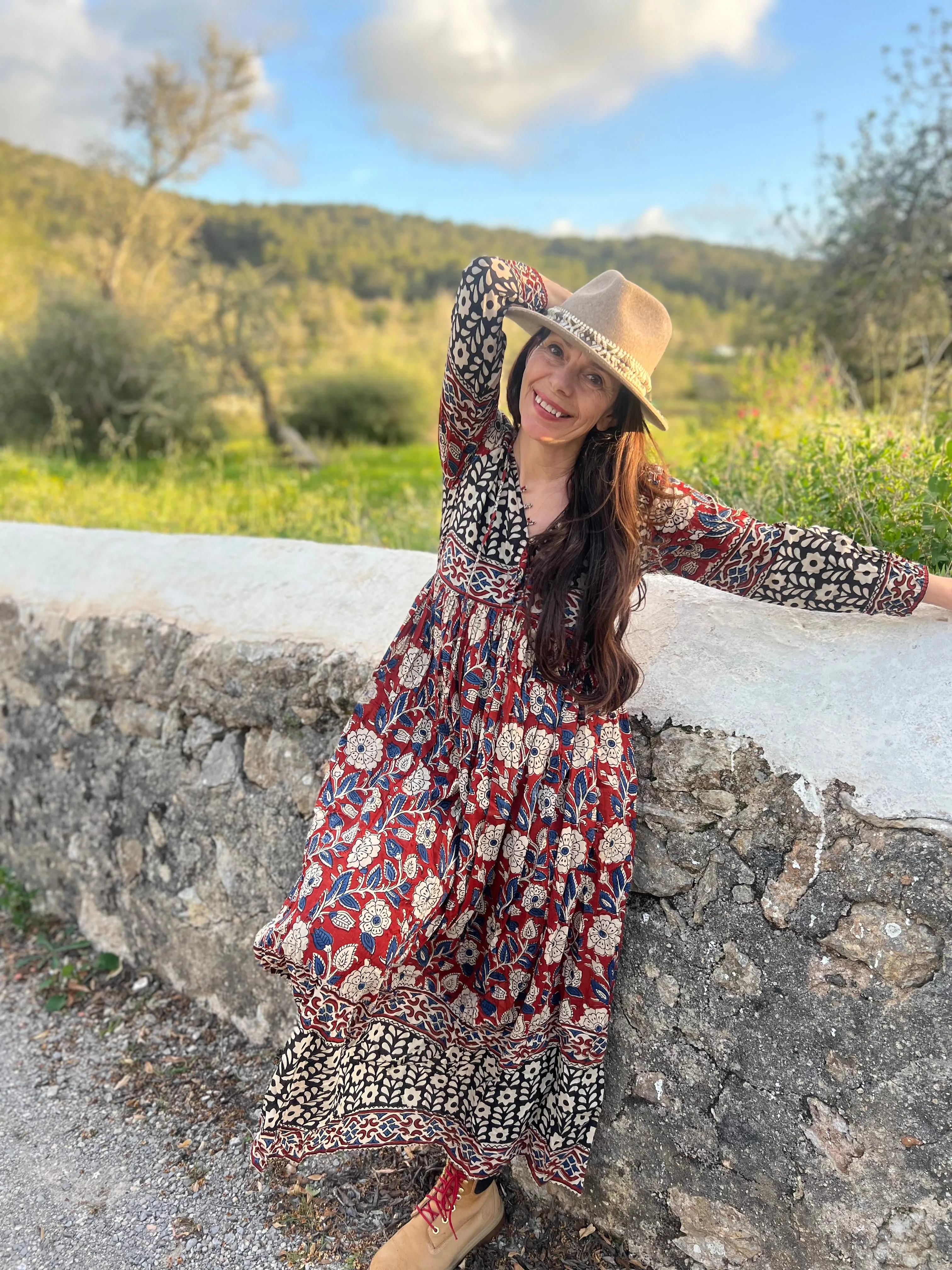 Reina - Boho beautiful ethnic block print dress