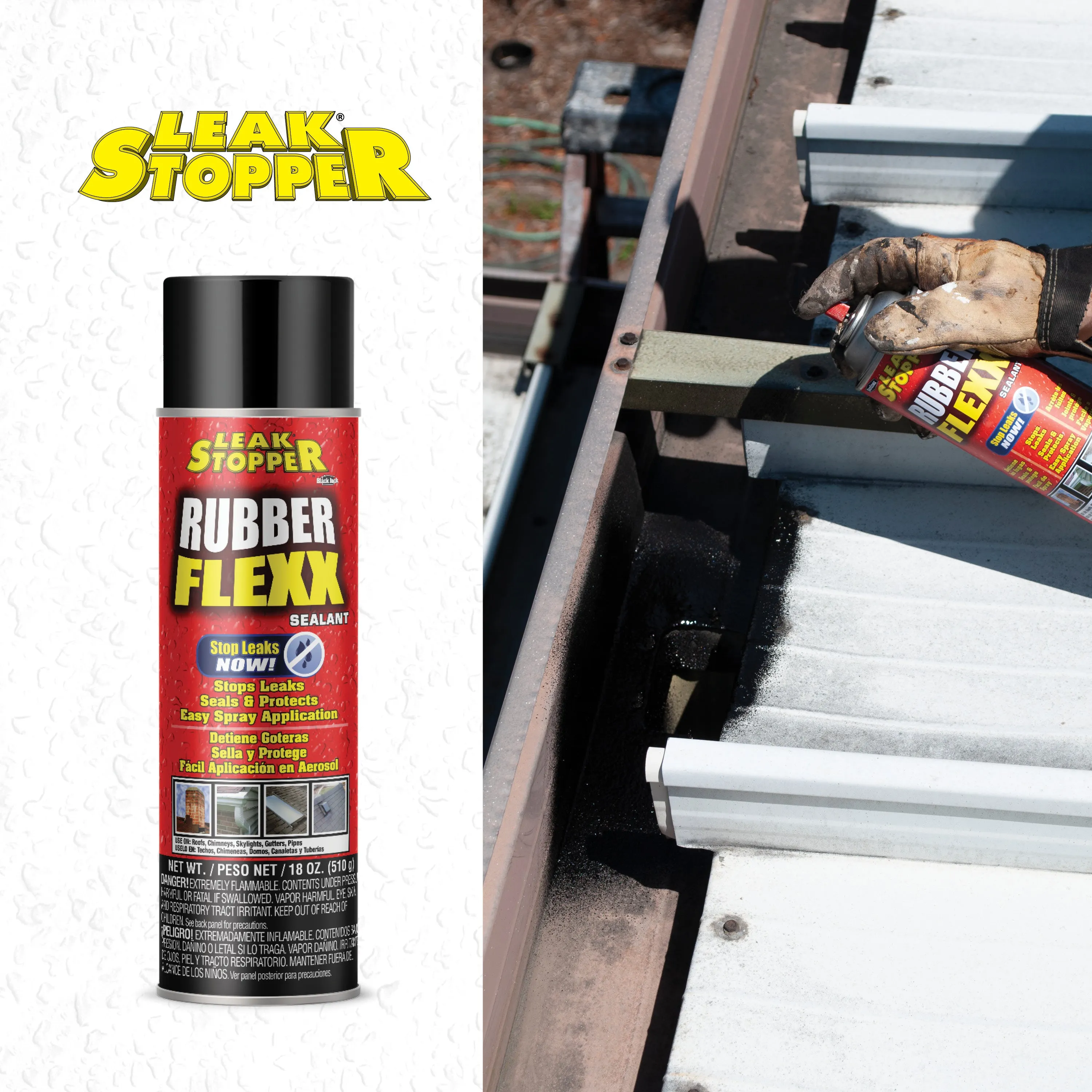 Rubber Flexx Leak Repair & Sealant Spray 18 Oz 100 % Flexible Seal Waterproof