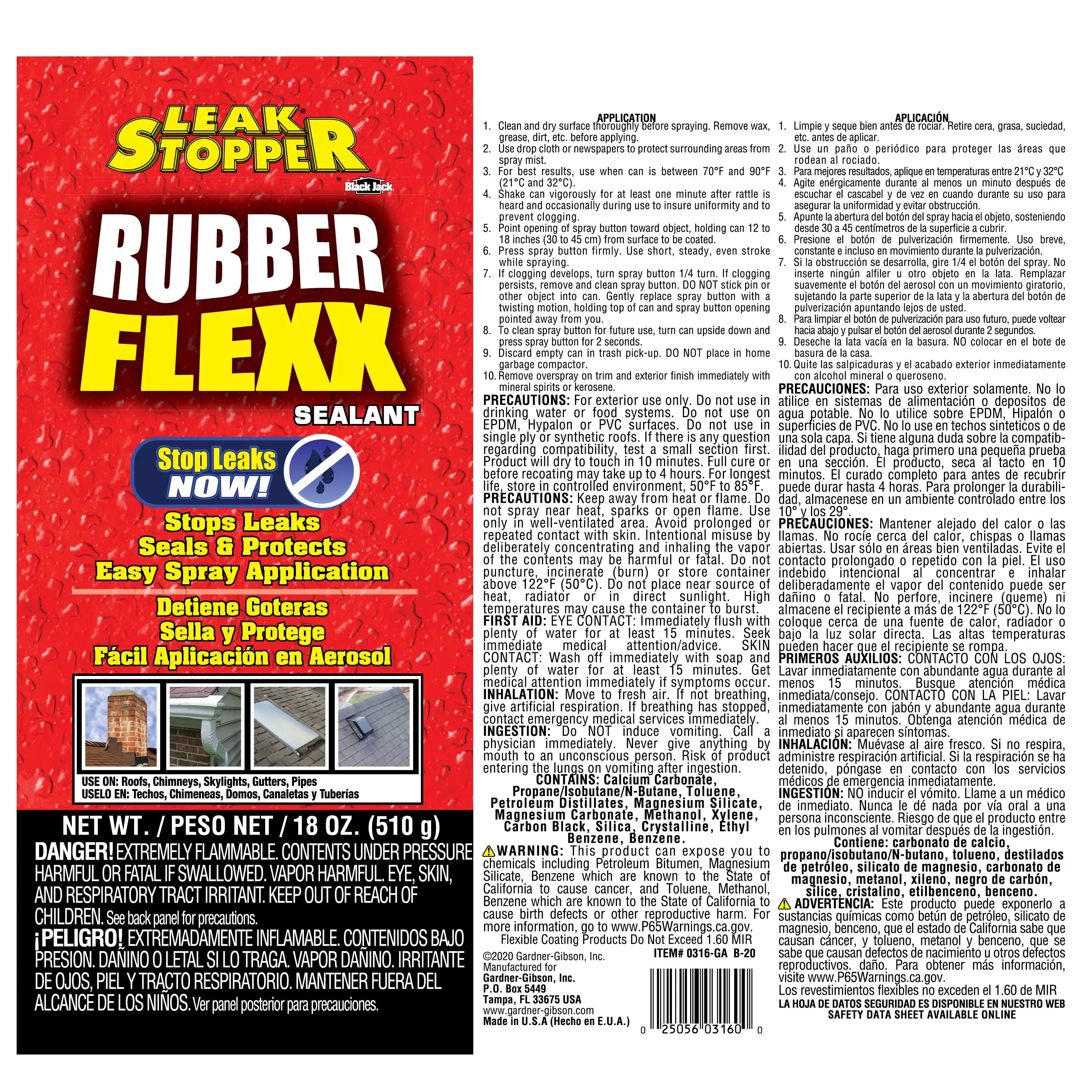 Rubber Flexx Leak Repair & Sealant Spray 18 Oz 100 % Flexible Seal Waterproof