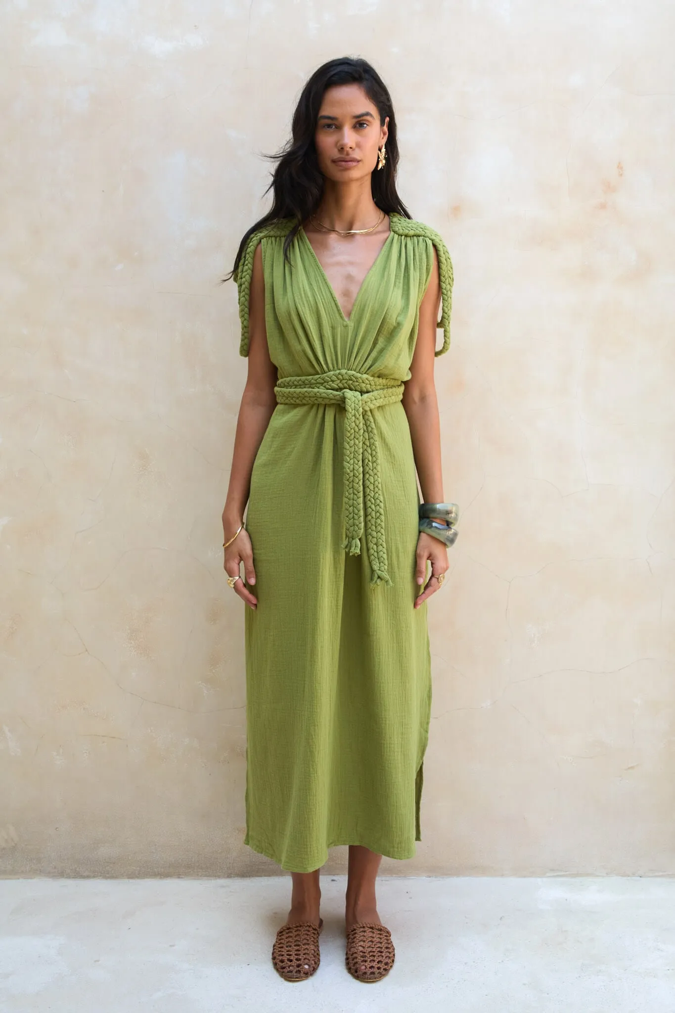 Salomé Long Dress Olive Green