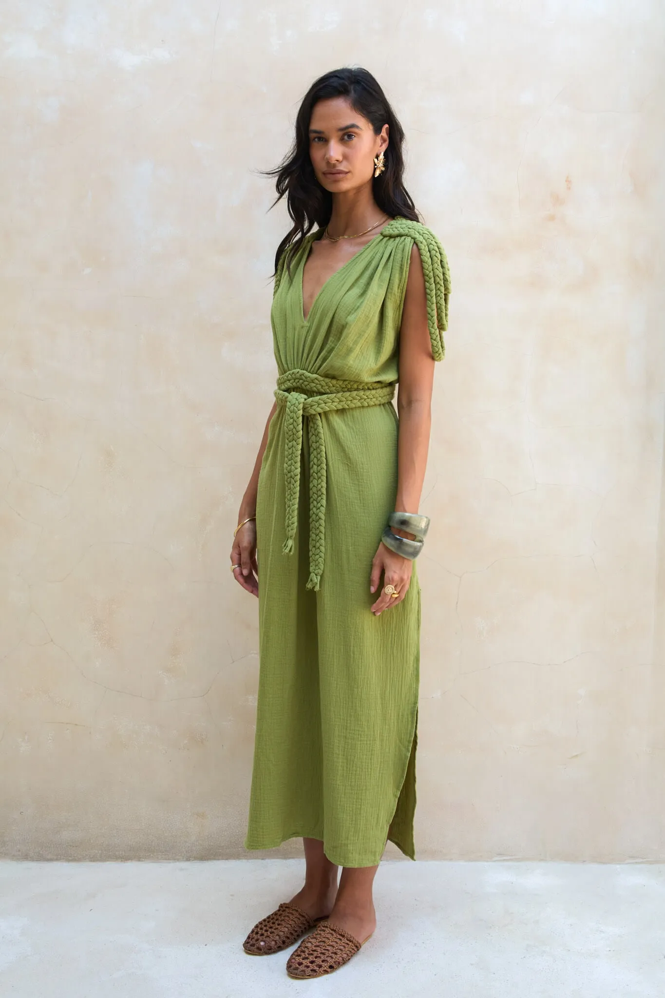 Salomé Long Dress Olive Green