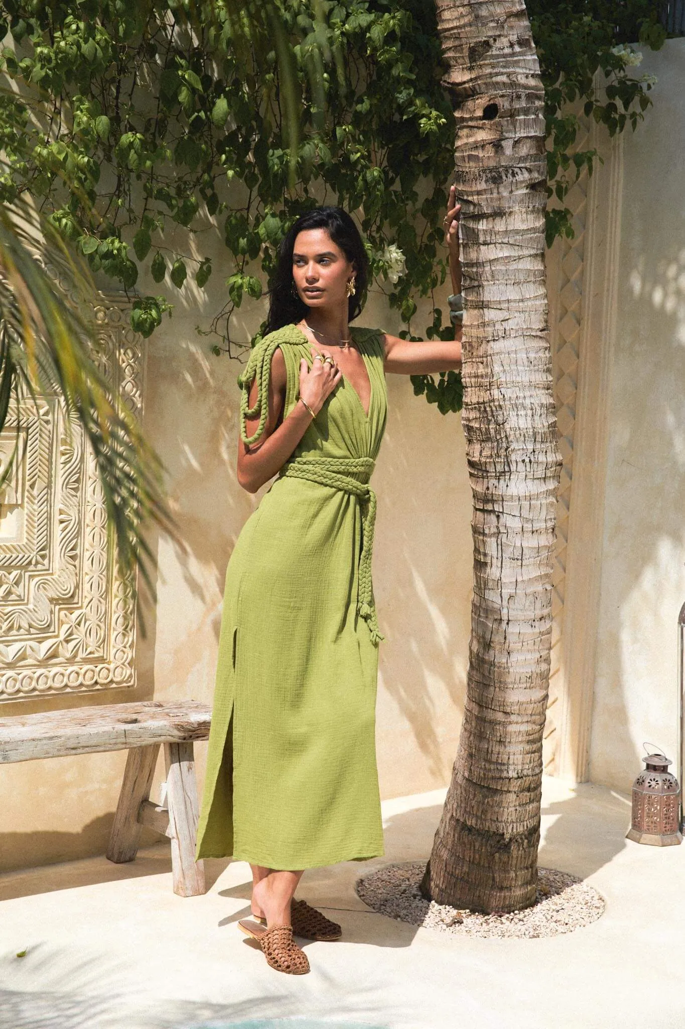 Salomé Long Dress Olive Green