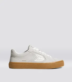 SALVAS Gum Smoke White Suede Off-White Logo Sneaker Men