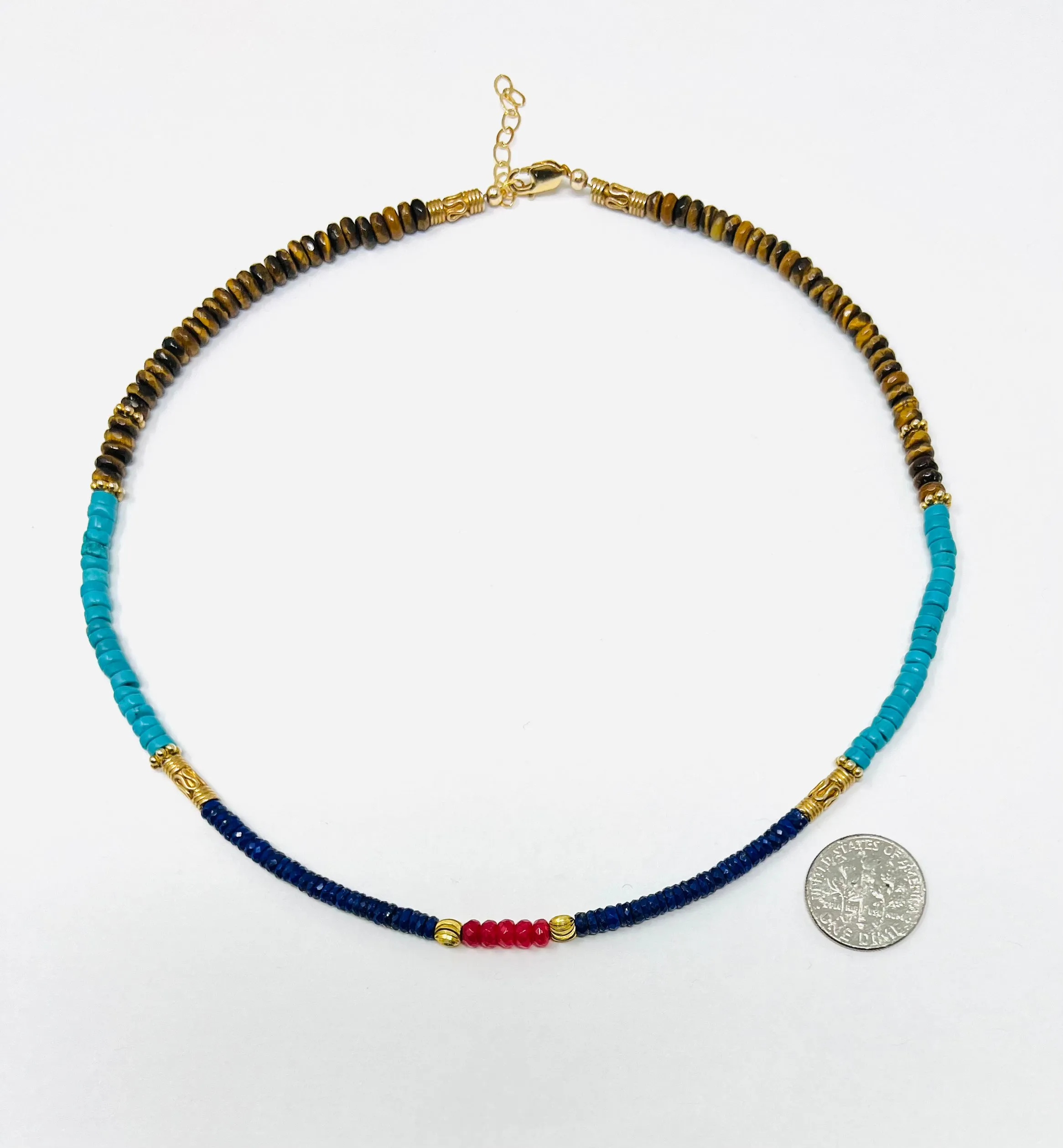 Semi Precious Gemstone Multi Colored Stone Necklace