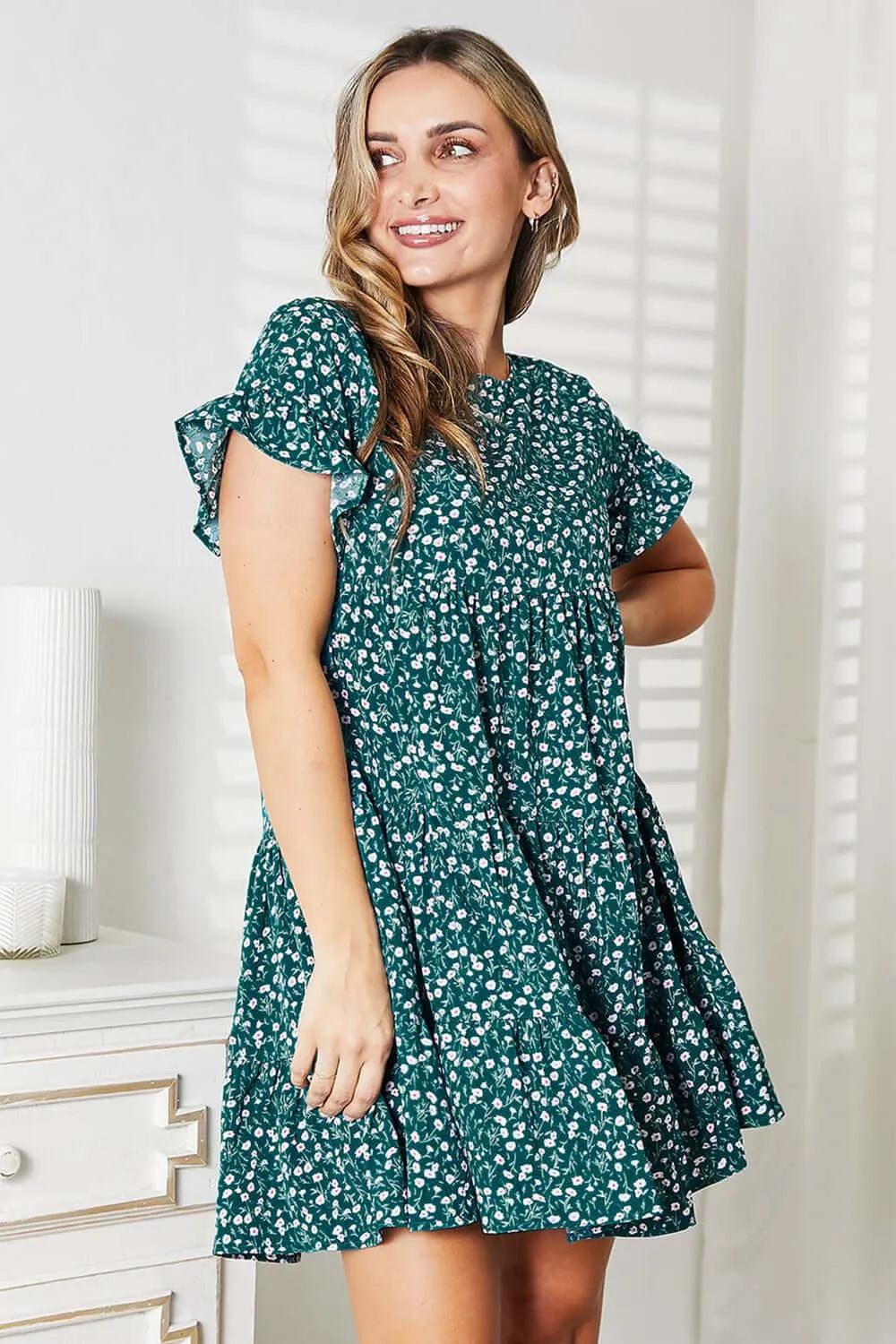 Short Flounce Sleeve Tiered Dress – Chic, Flowy, and Perfect for Every Occasion