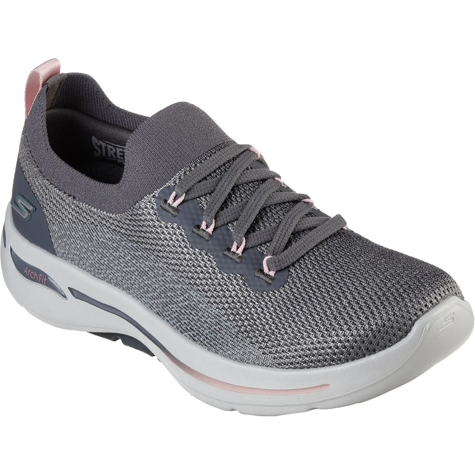Skechers 124863 Go Walk Arch Fit Clancy Sneakers für Damen, weite Passform, Grau/Rosa