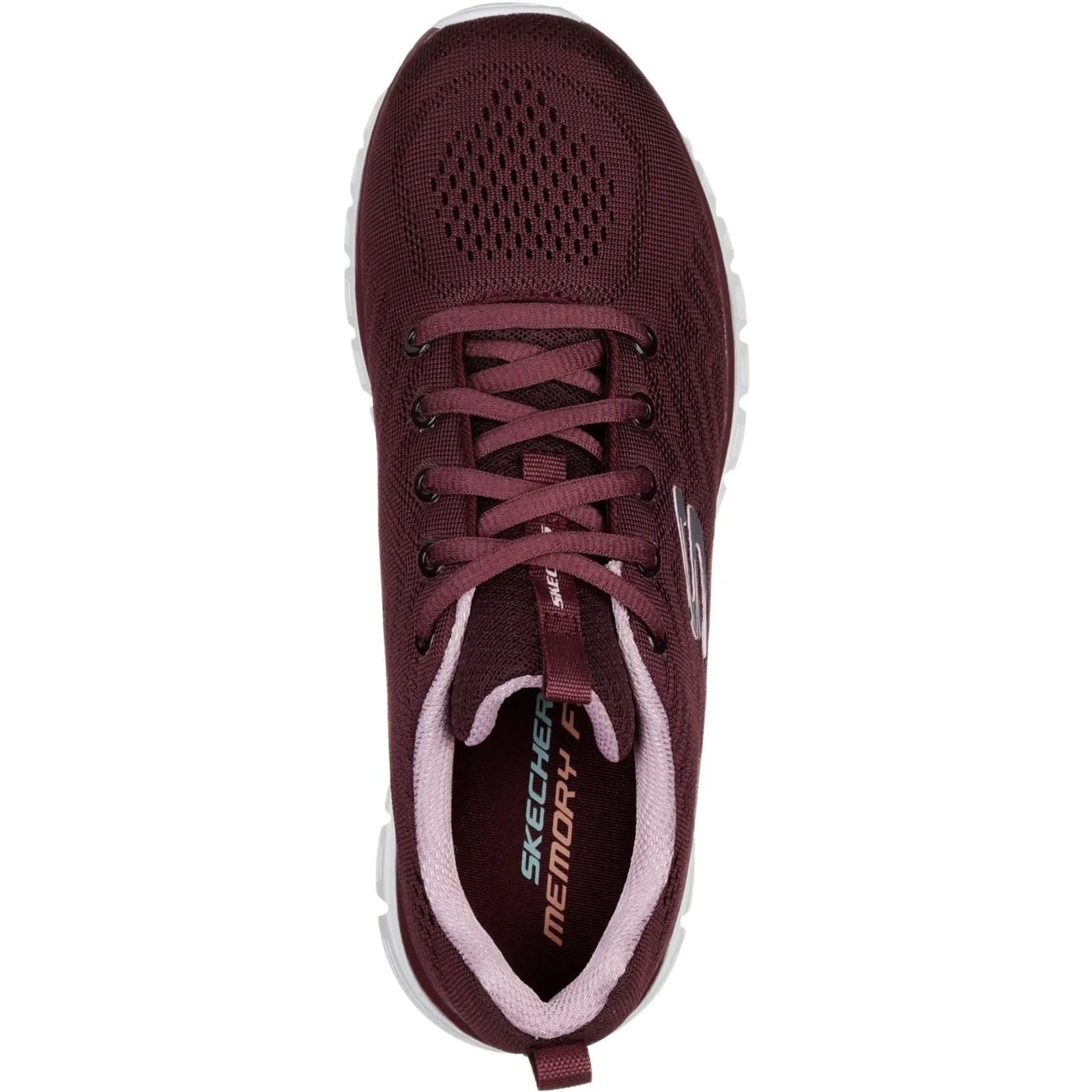 Skechers 12615 Graceful Get Connected Sport-Sneaker für Damen, weite Passform, Weinrot