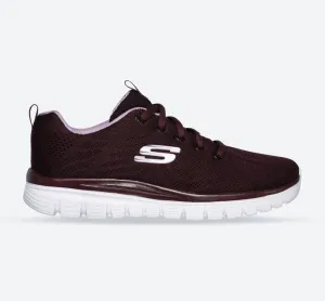 Skechers 12615 Graceful Get Connected Sport-Sneaker für Damen, weite Passform, Weinrot