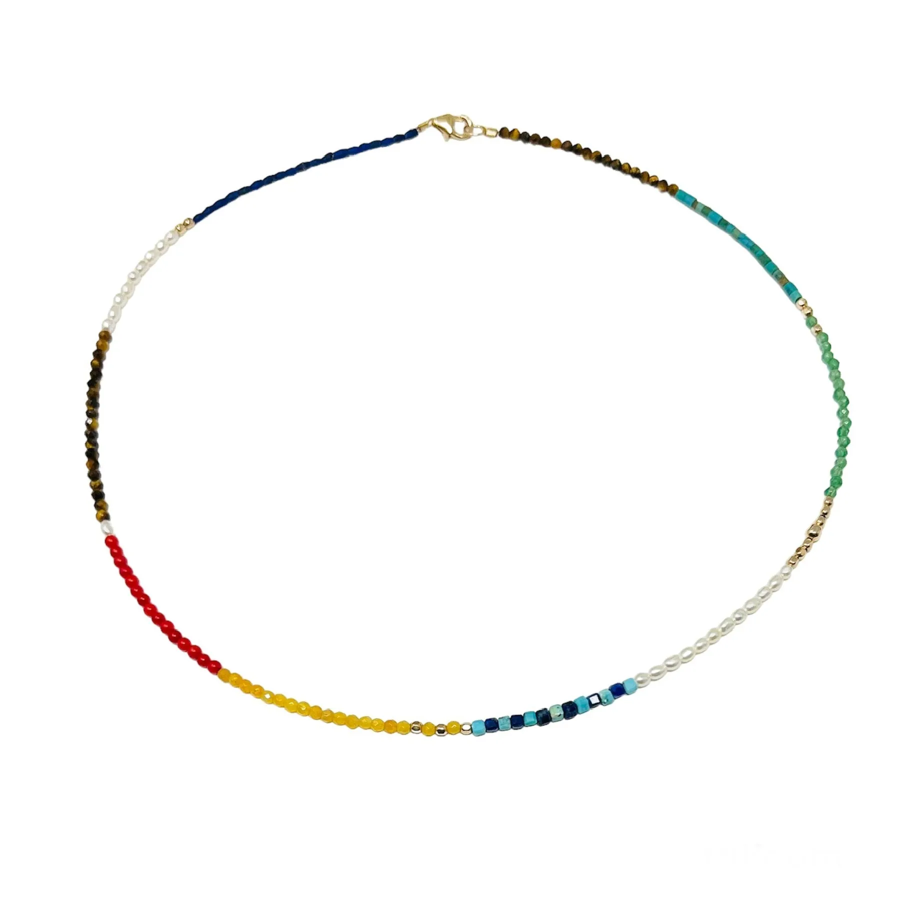 Small Semi Precious Gemstone Multi Colored Stone Necklace
