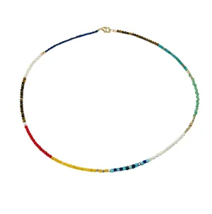 Small Semi Precious Gemstone Multi Colored Stone Necklace
