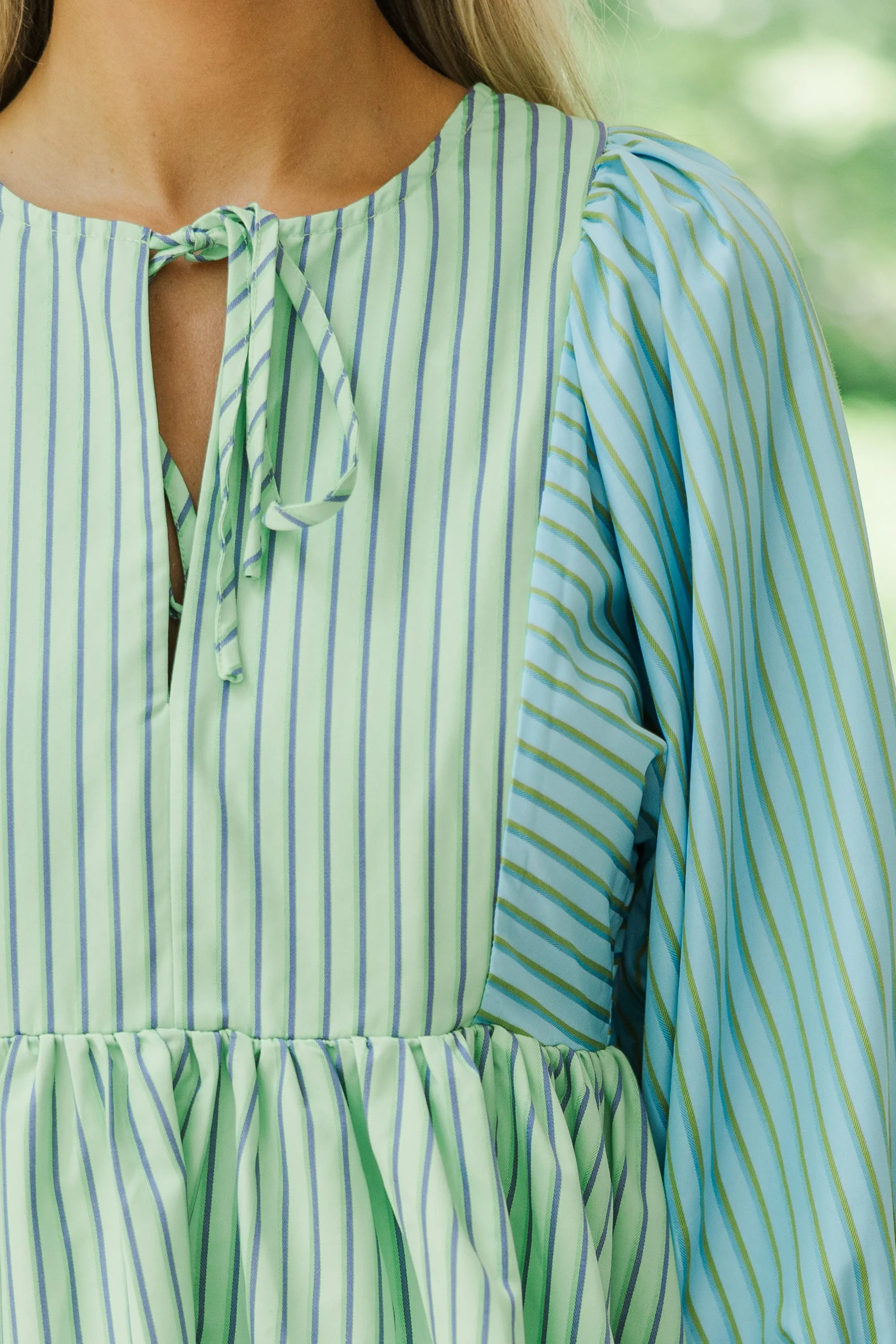 So Effortless Green Striped Dress