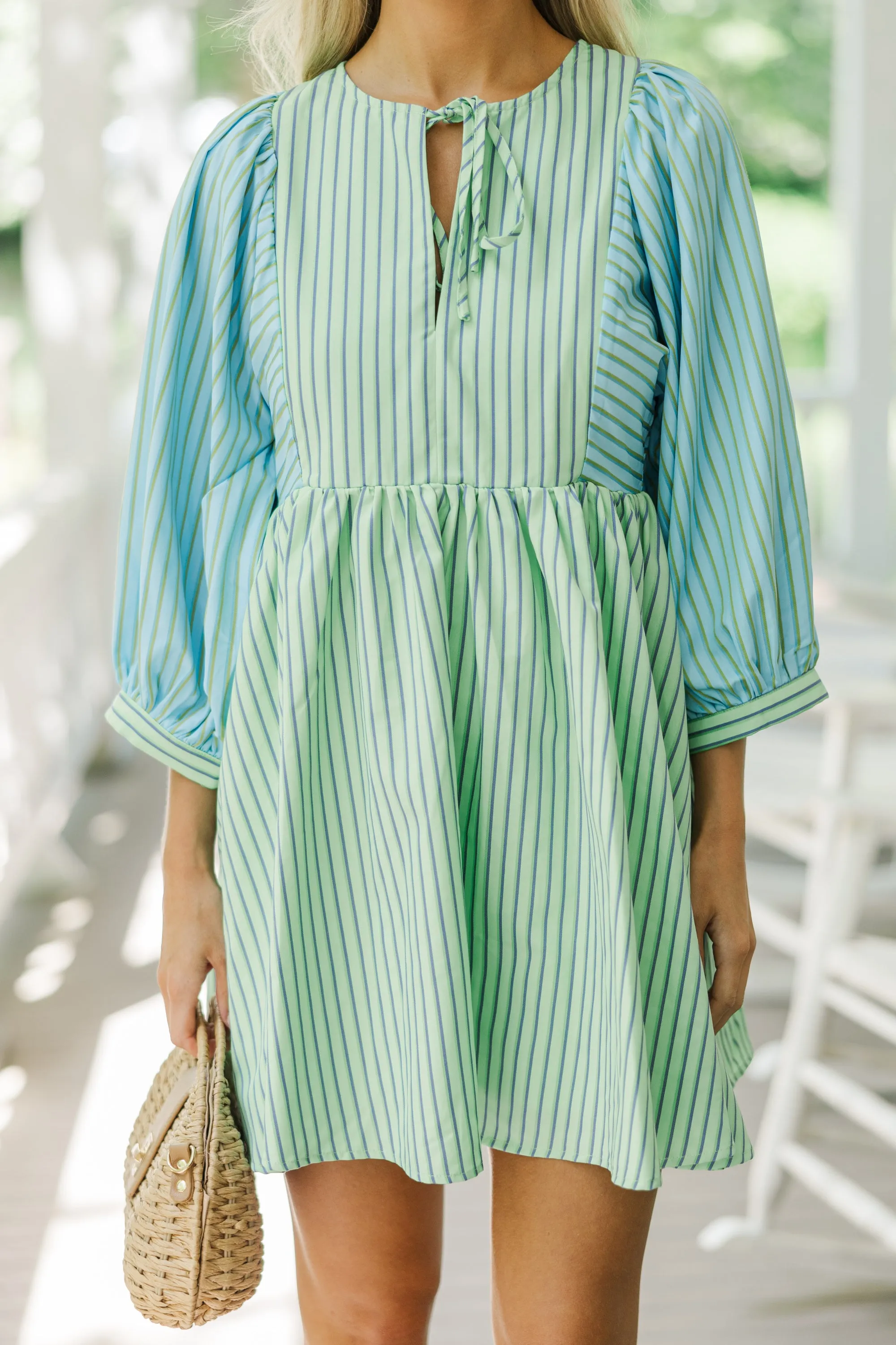 So Effortless Green Striped Dress