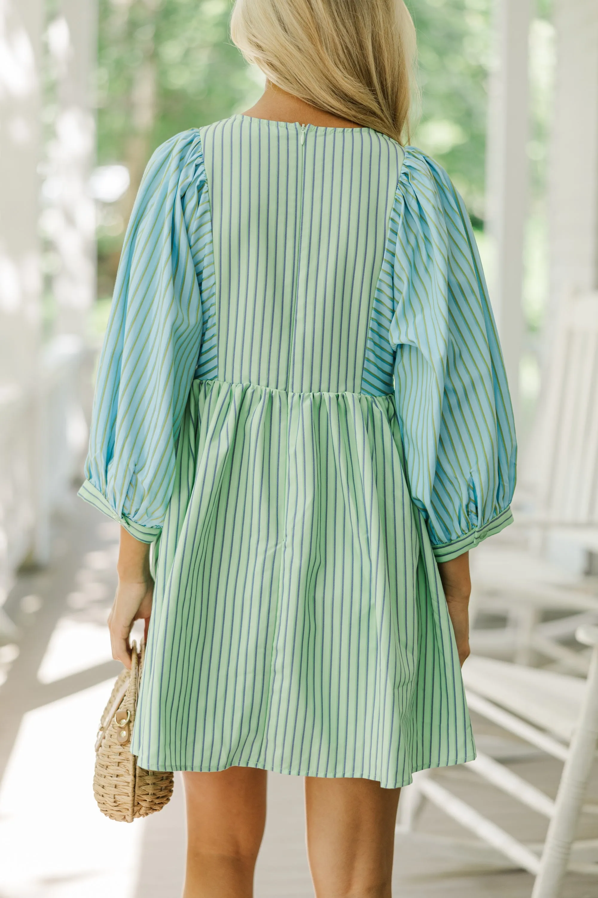 So Effortless Green Striped Dress