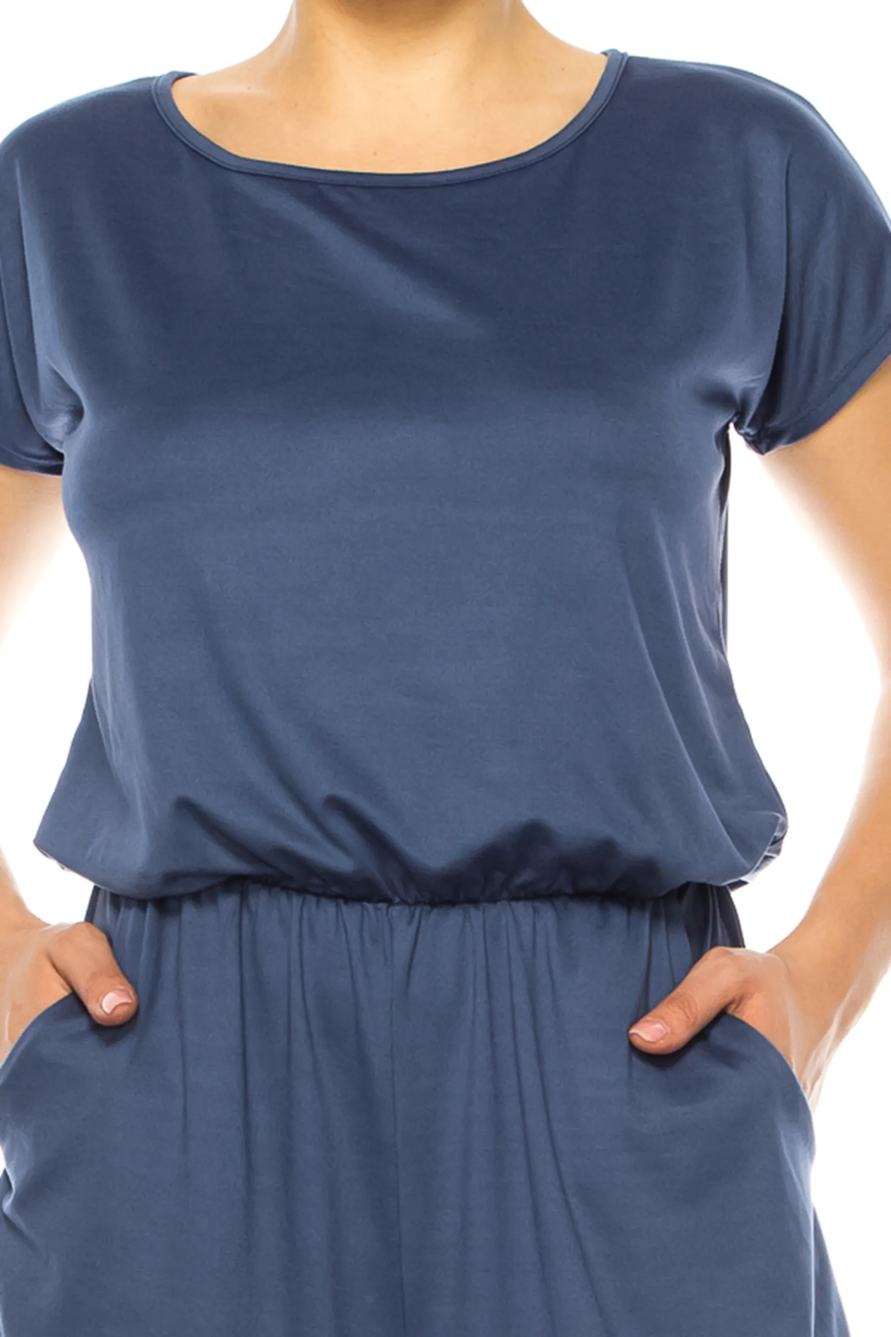 Soft Short Sleeve Romper for Women with Tie Back and Pockets D877 $10.50 EACH