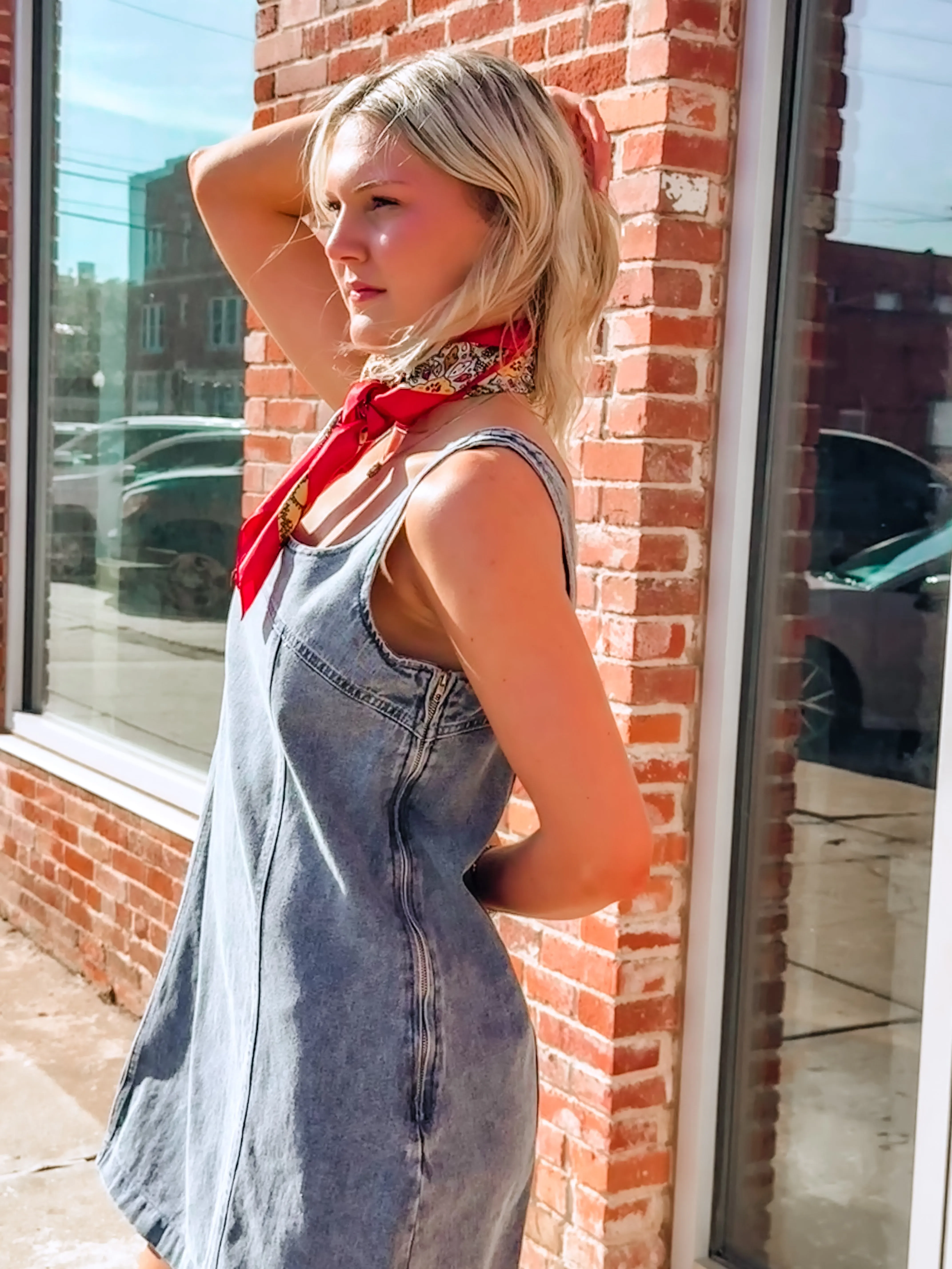 Square Neck Denim Mini Dress