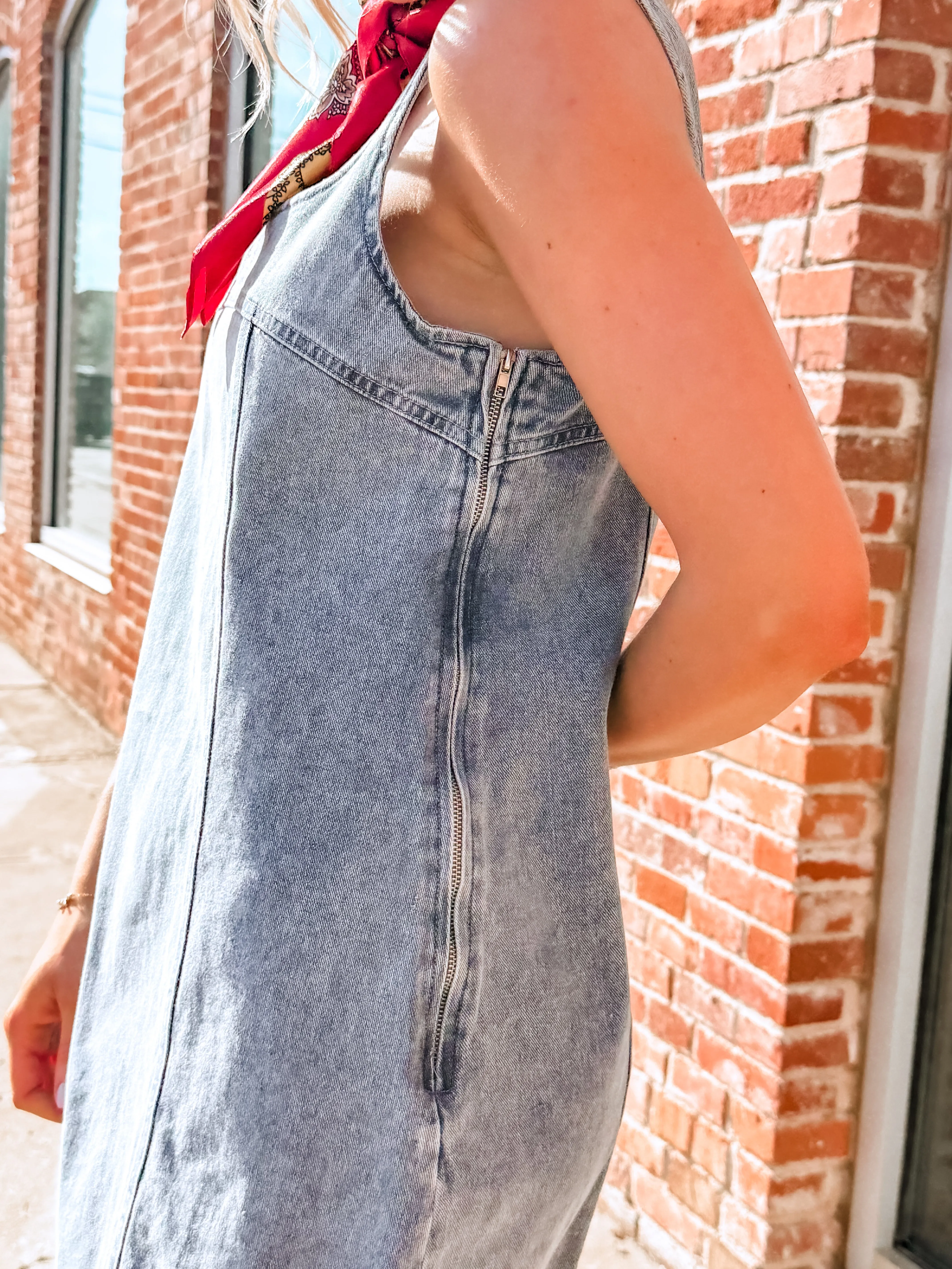 Square Neck Denim Mini Dress