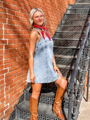 Square Neck Denim Mini Dress