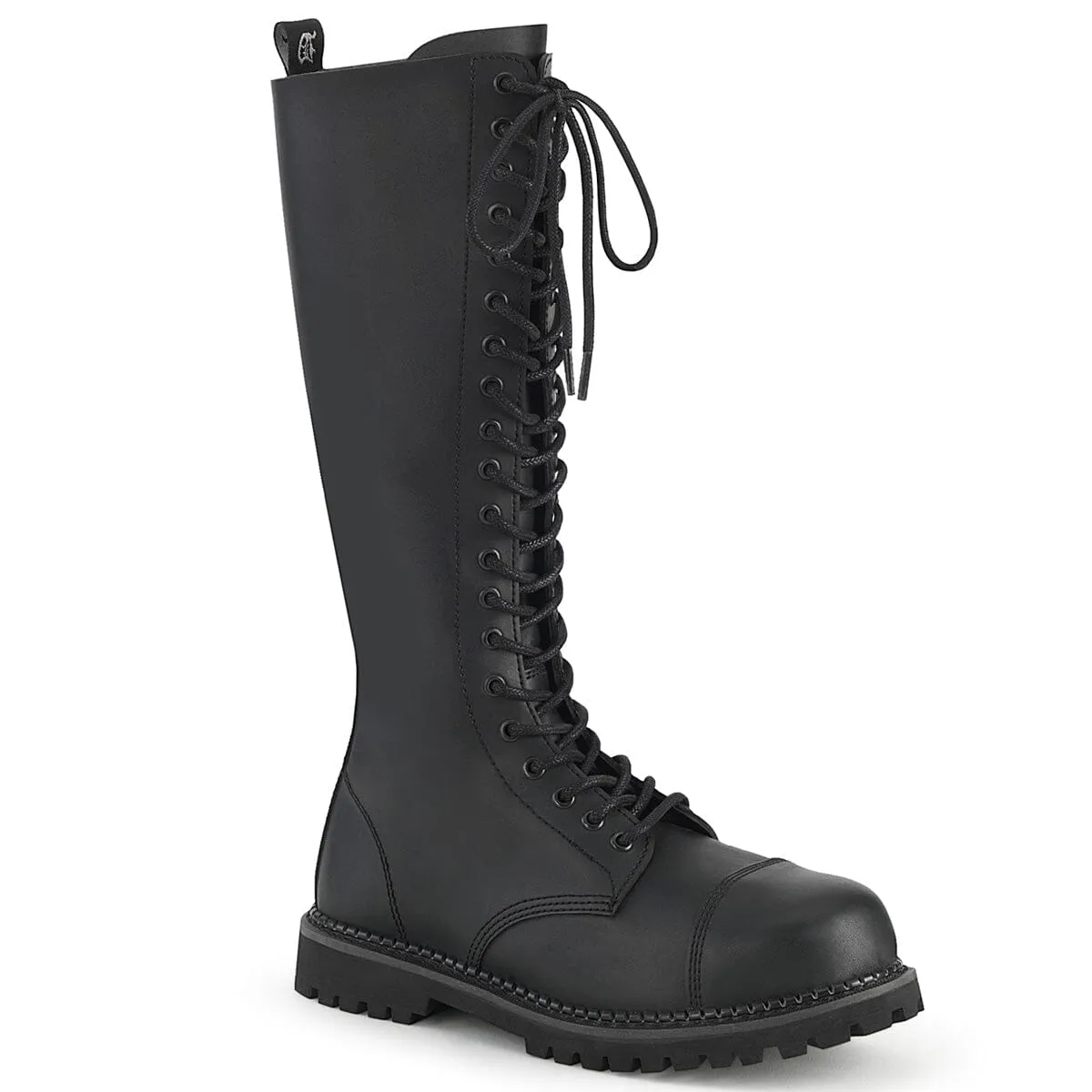 SS-RIOT-20 Black Vegan Leather Knee Boot