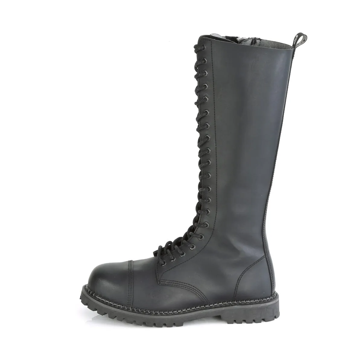 SS-RIOT-20 Black Vegan Leather Knee Boot