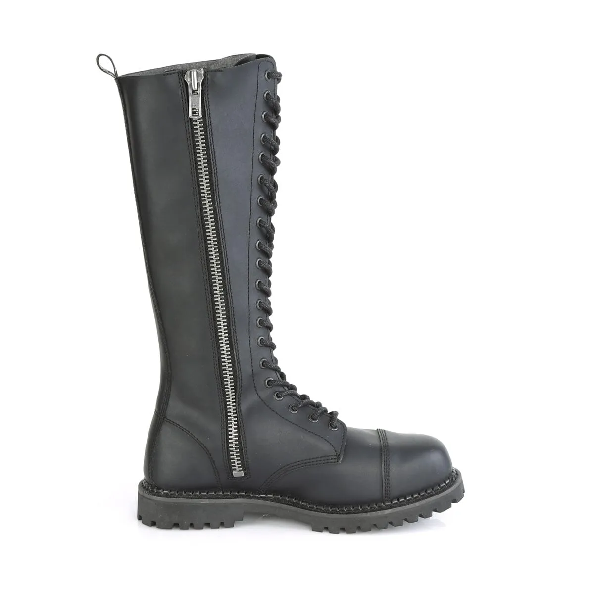 SS-RIOT-20 Black Vegan Leather Knee Boot