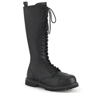 SS-RIOT-20 Black Vegan Leather Knee Boot