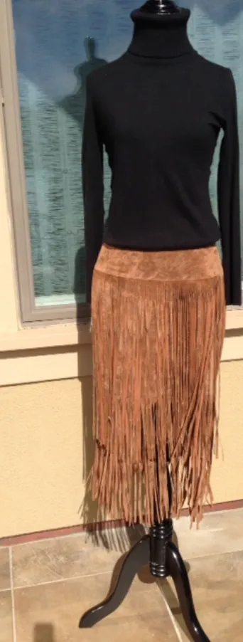 Suede Fringe Skirt