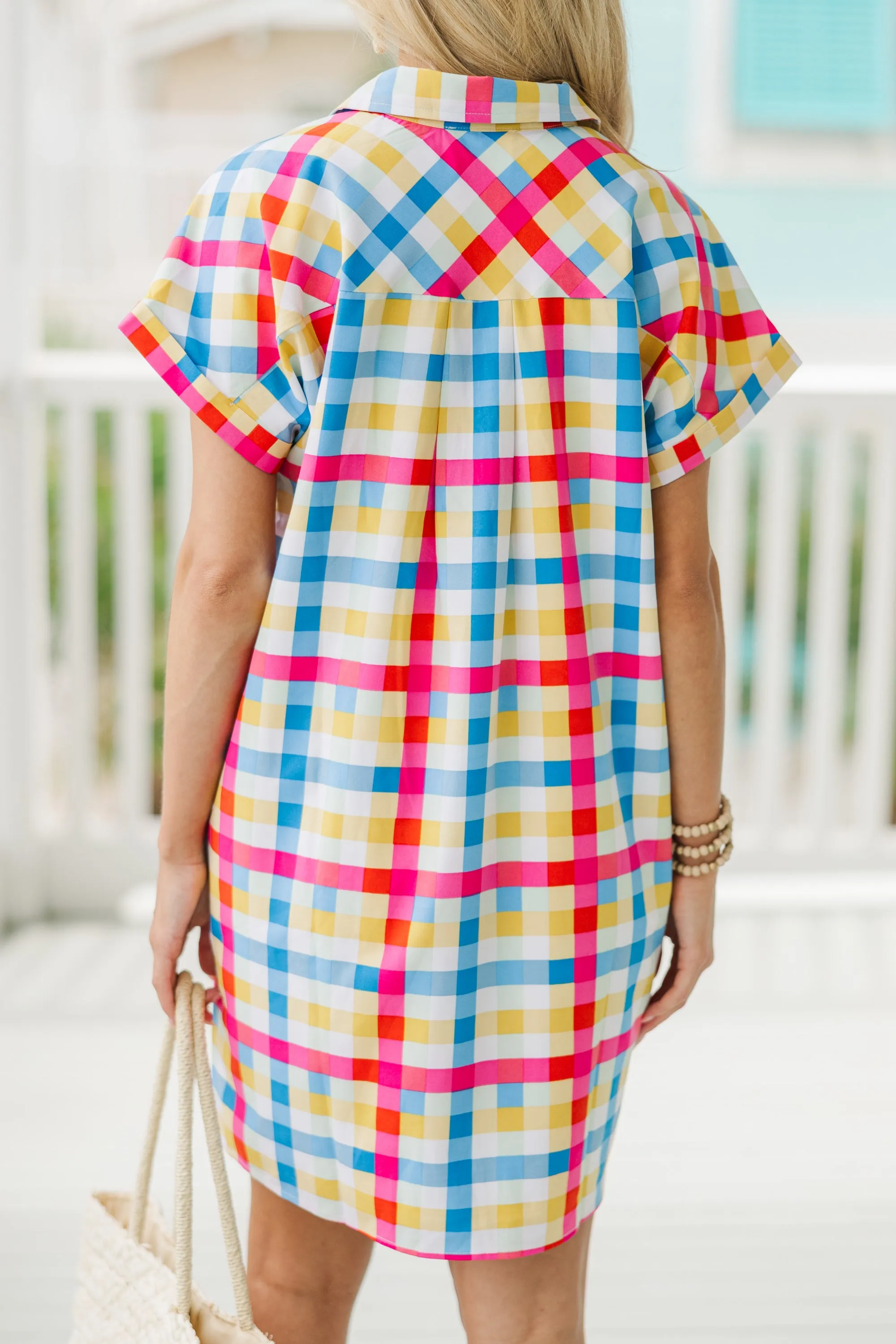 That's It Pink and Blue Plaid Dress