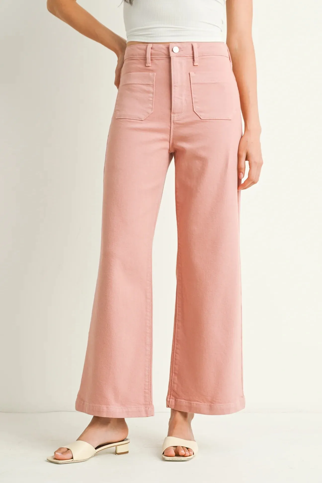 The Sailor Pocket Wide Leg Denim in Dusty Coral