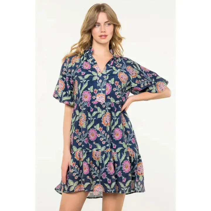 THML Split Neck Floral Dress