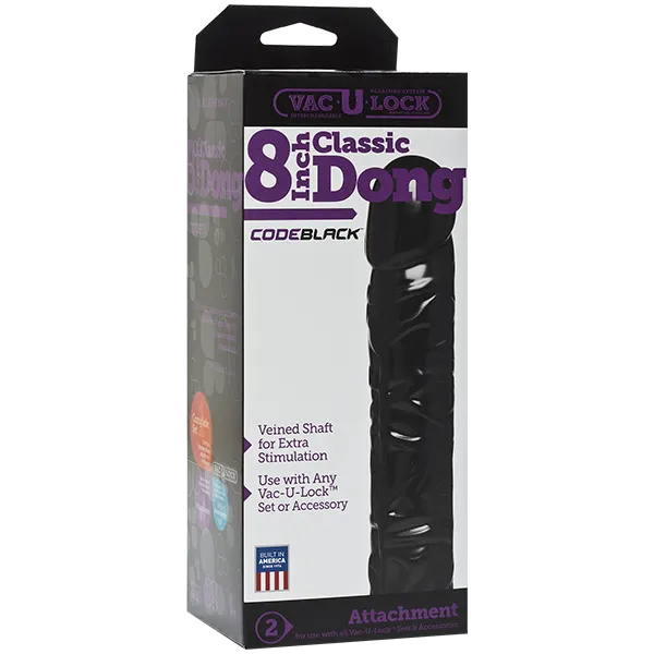 Vac-U-Lock - CodeBlack - 8 Inch Classic Dong