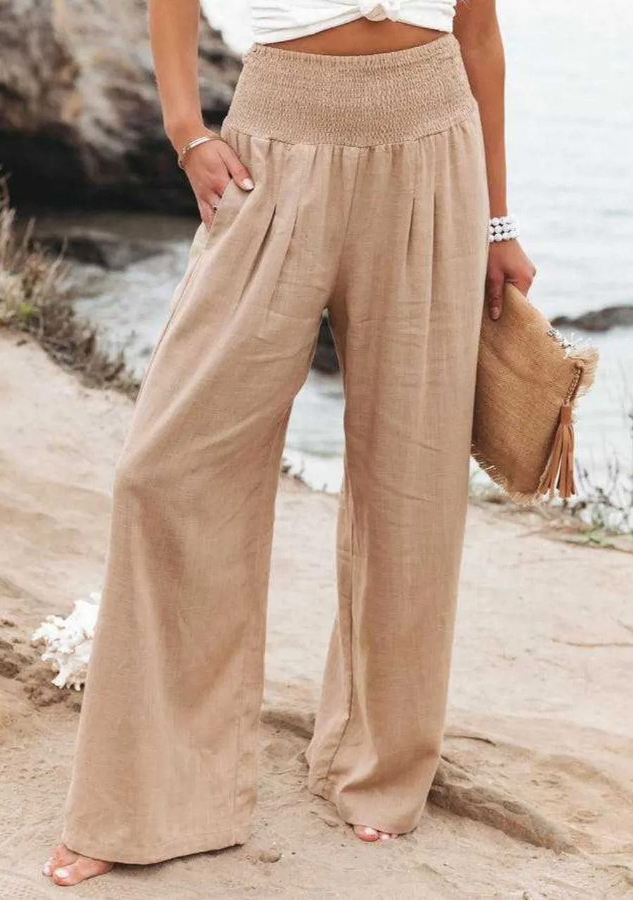 Wide-Leg Linen Pants | Smocked Waist | Lightweight and Flowy