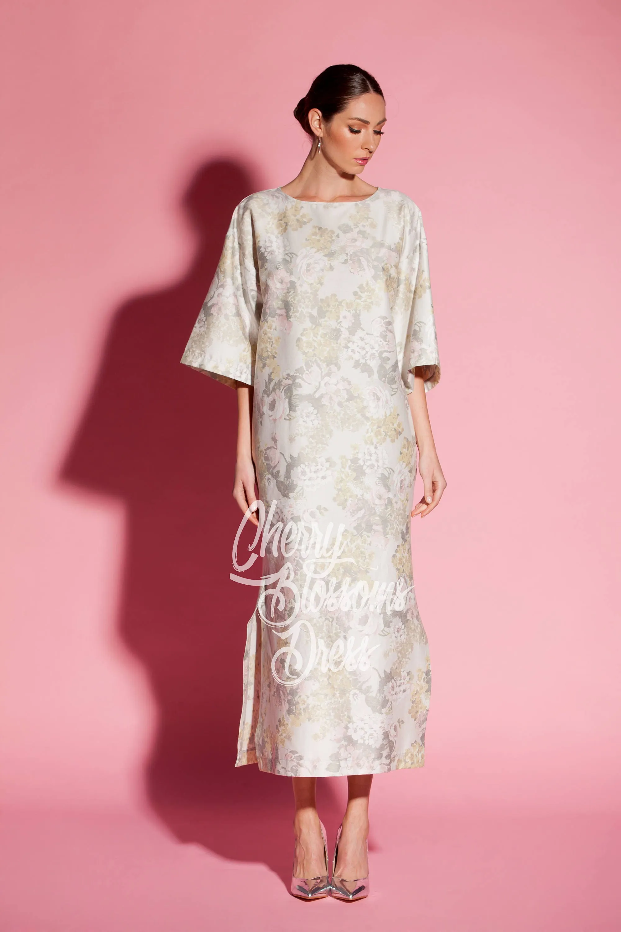 Women Floral Dress, Loose Dress, Maxi Dress, Elegant Dress, Plus Size Clothing, Kaftan Dress, Extravagant Dress, Formal Dress, White Dress