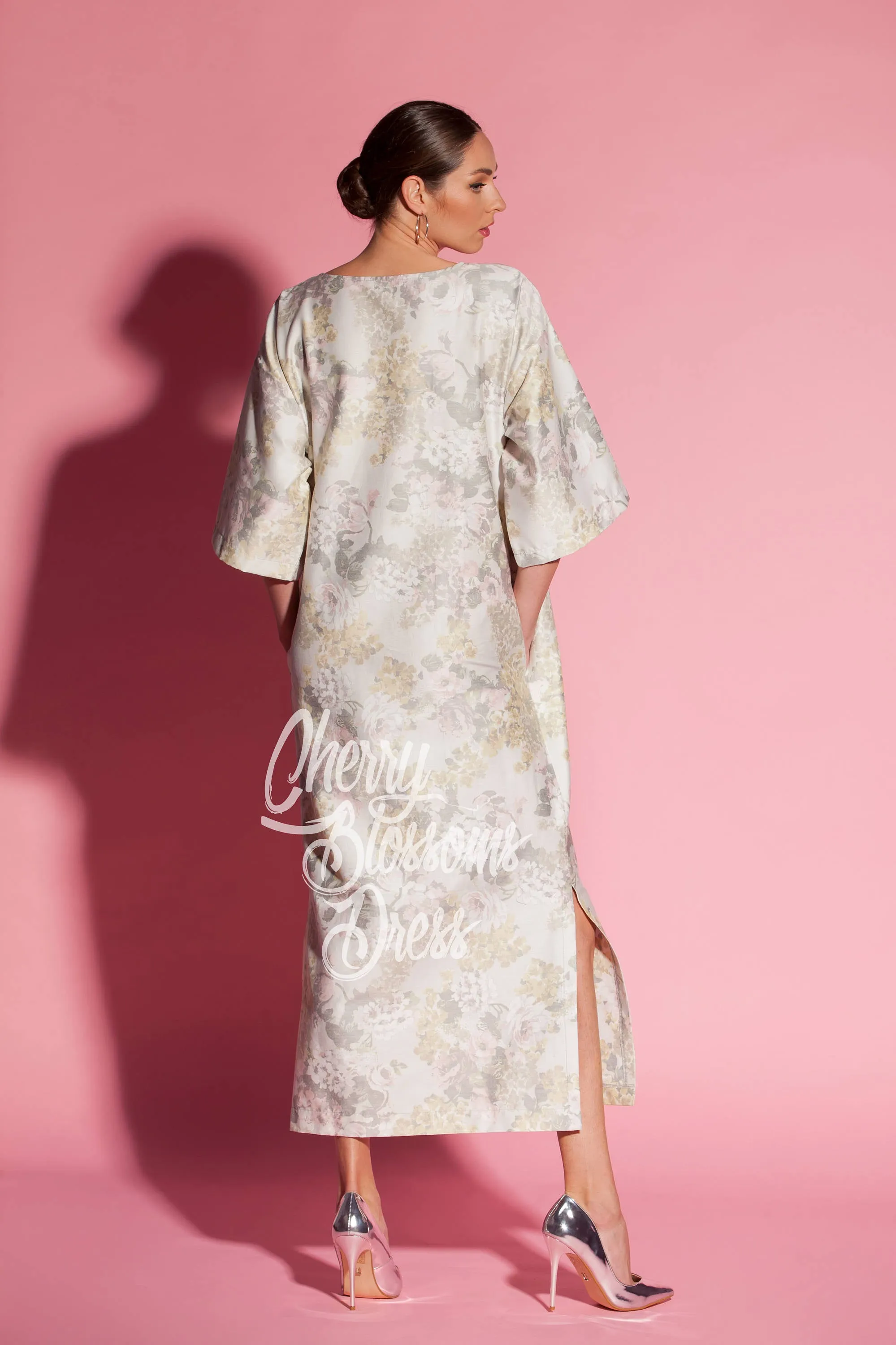 Women Floral Dress, Loose Dress, Maxi Dress, Elegant Dress, Plus Size Clothing, Kaftan Dress, Extravagant Dress, Formal Dress, White Dress