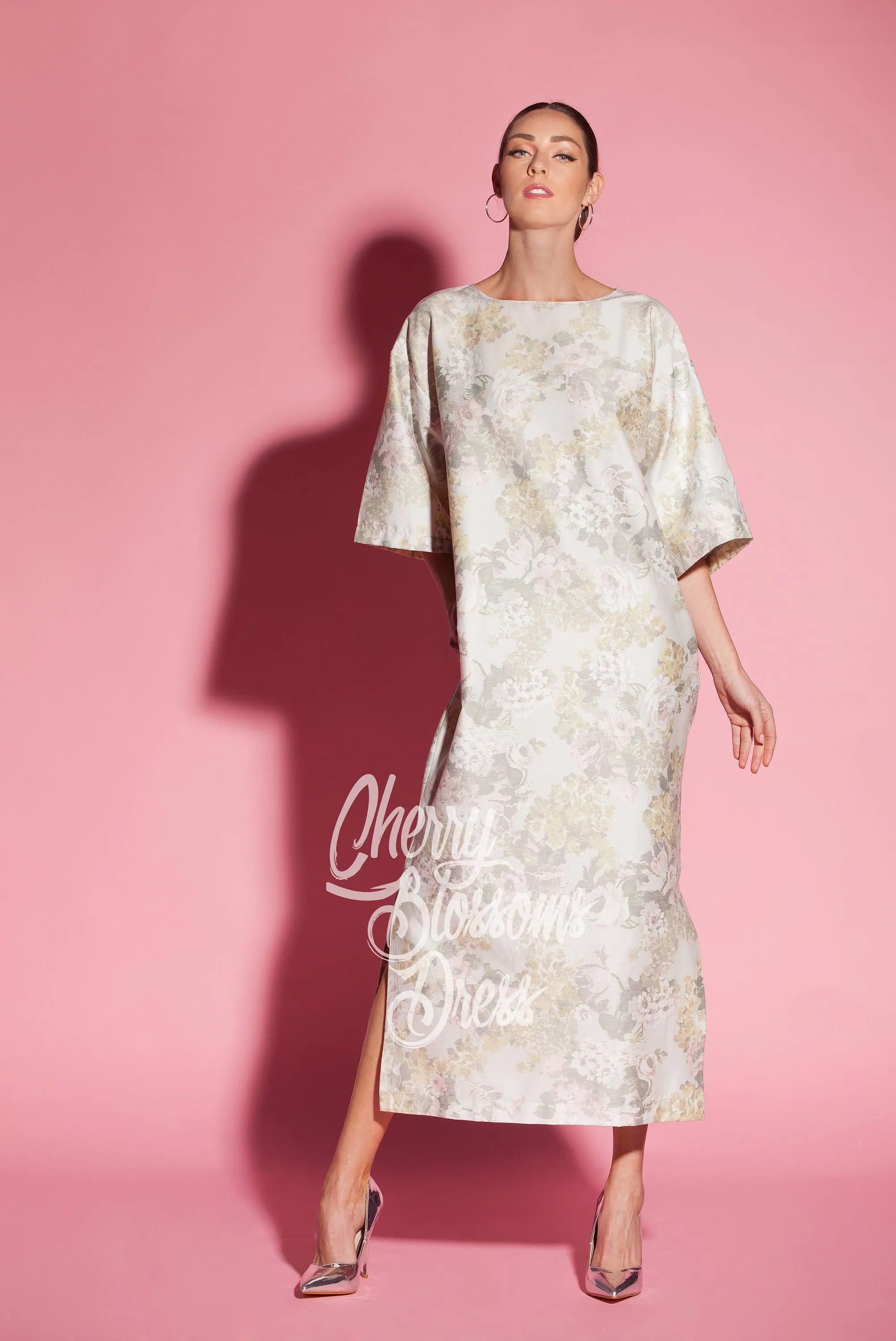 Women Floral Dress, Loose Dress, Maxi Dress, Elegant Dress, Plus Size Clothing, Kaftan Dress, Extravagant Dress, Formal Dress, White Dress