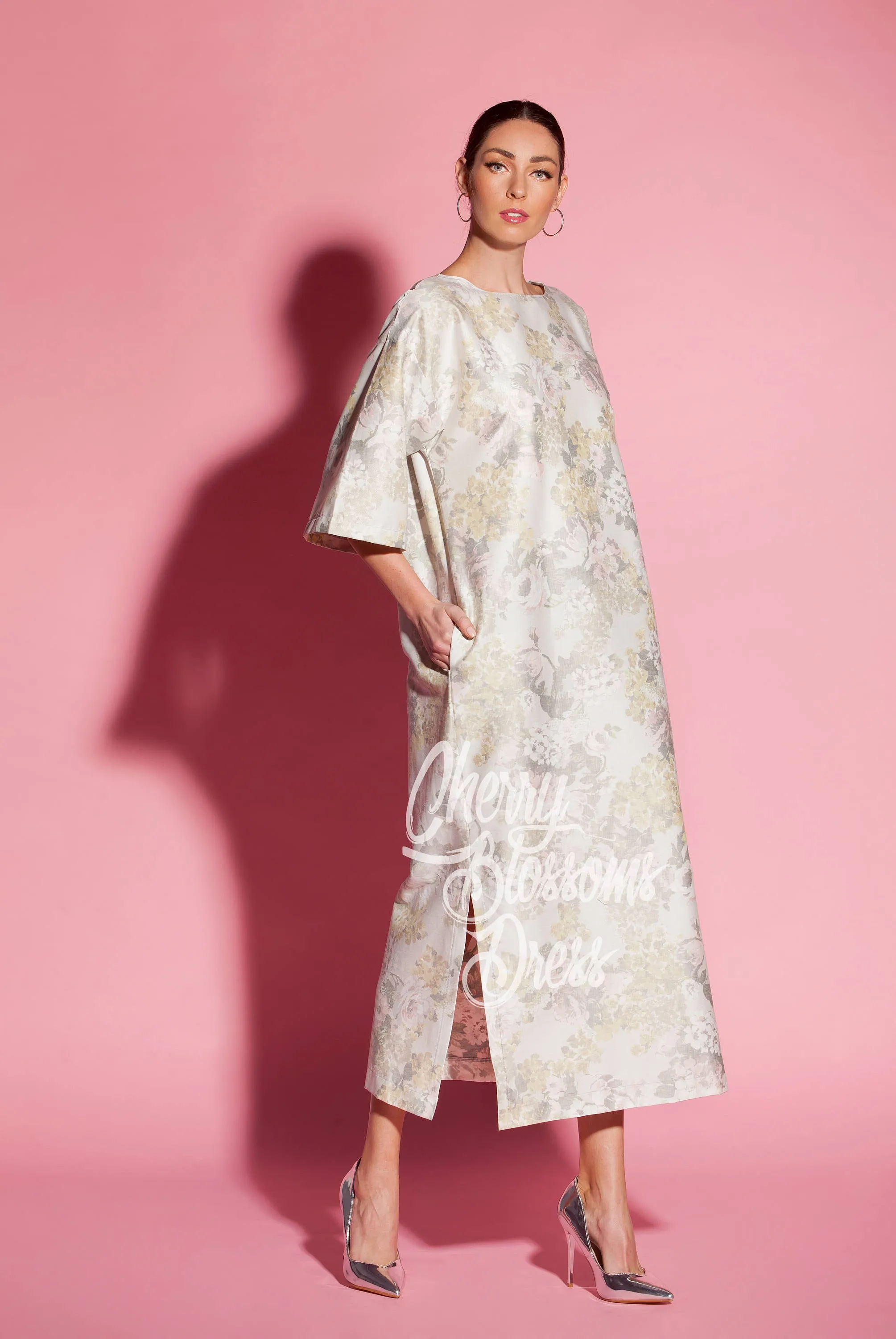 Women Floral Dress, Loose Dress, Maxi Dress, Elegant Dress, Plus Size Clothing, Kaftan Dress, Extravagant Dress, Formal Dress, White Dress