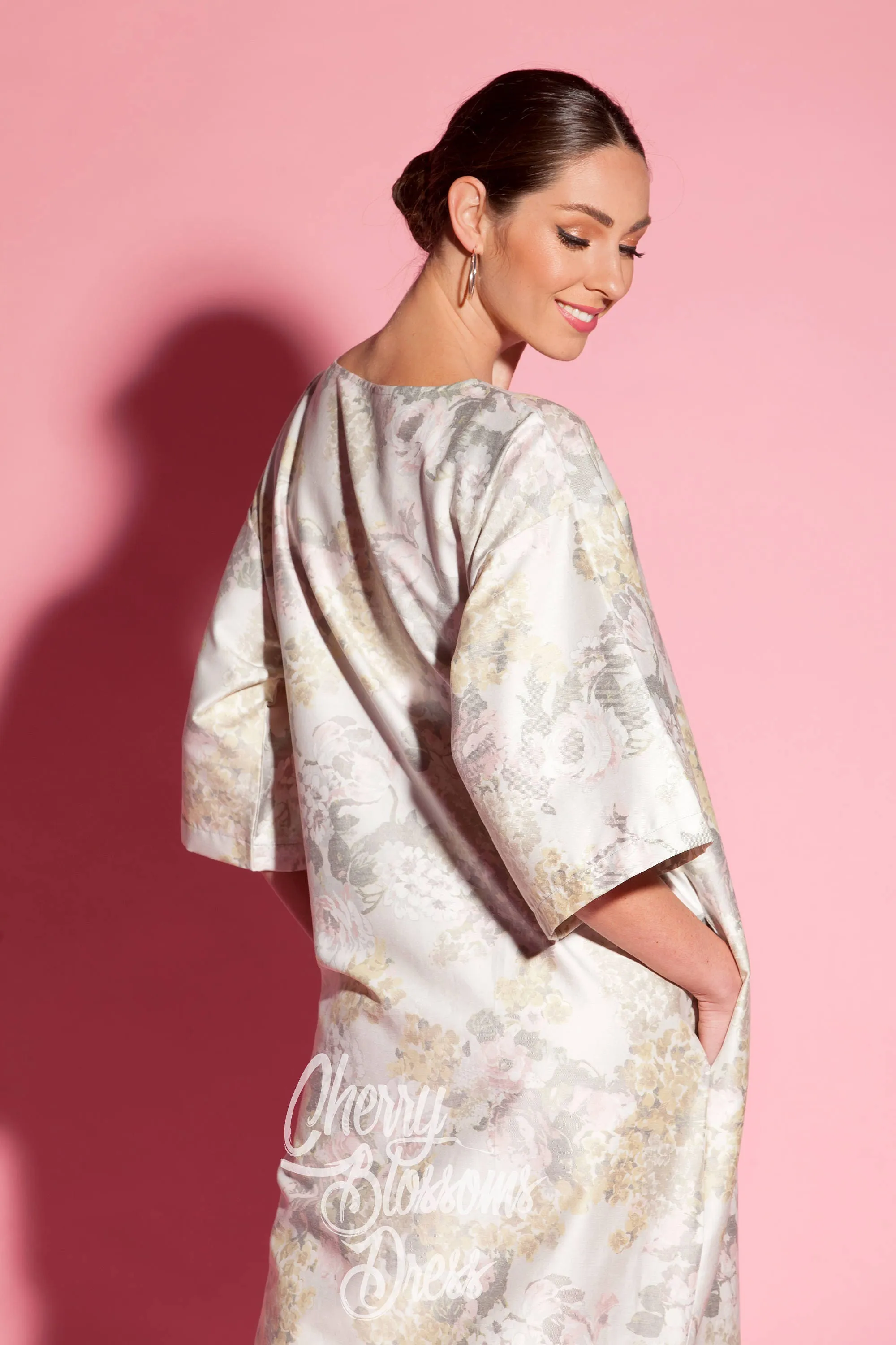 Women Floral Dress, Loose Dress, Maxi Dress, Elegant Dress, Plus Size Clothing, Kaftan Dress, Extravagant Dress, Formal Dress, White Dress