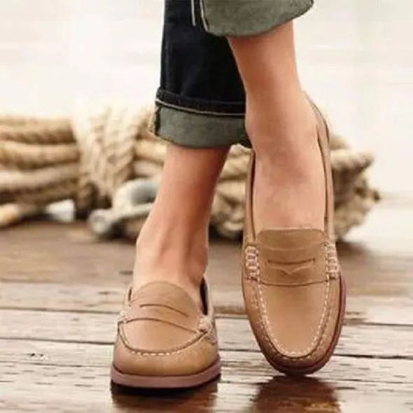 Women's Causal Flats Oxfords Slip On Round Toe Loafers