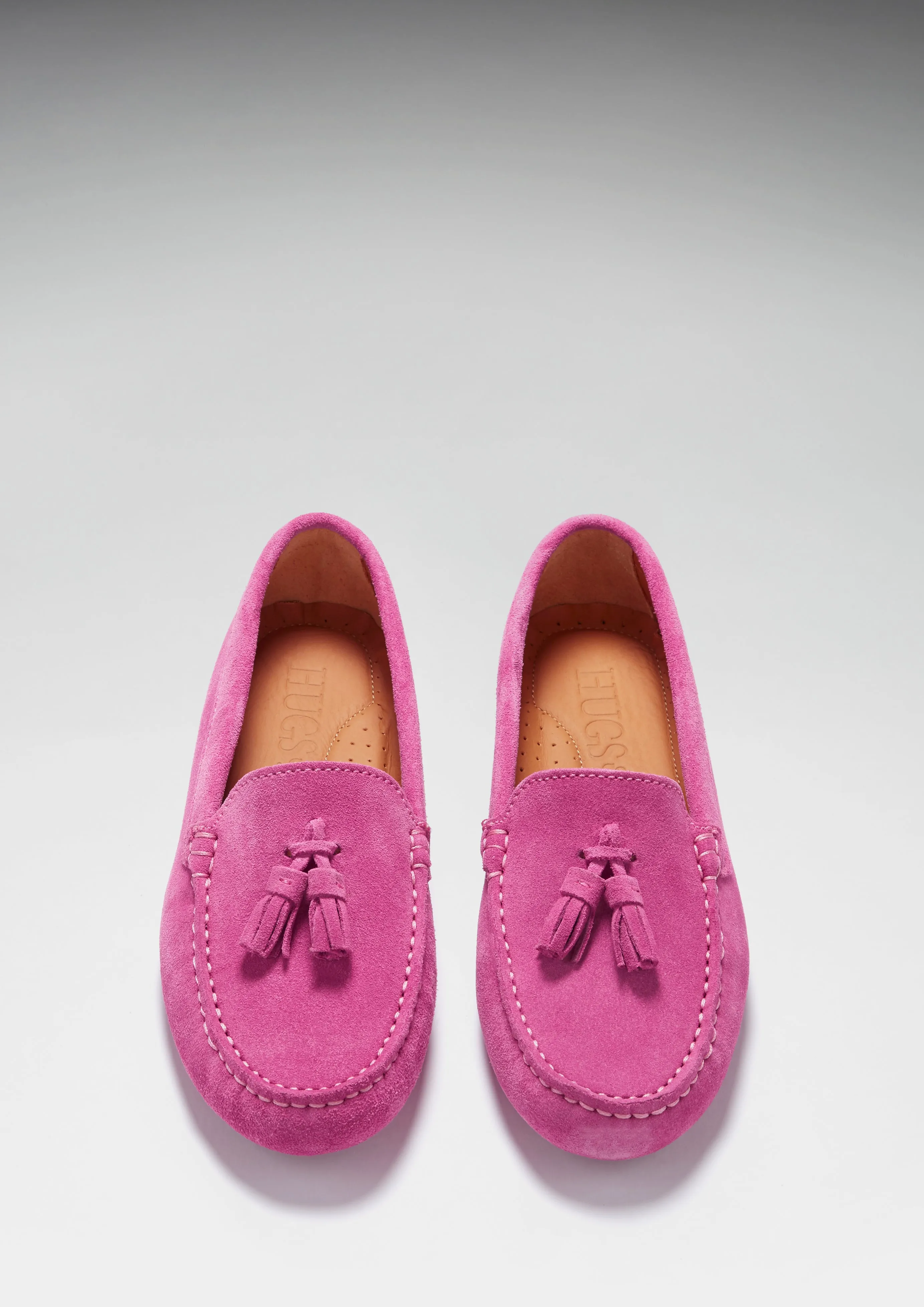 Women's Tasselled Driving Loafers, pink suede