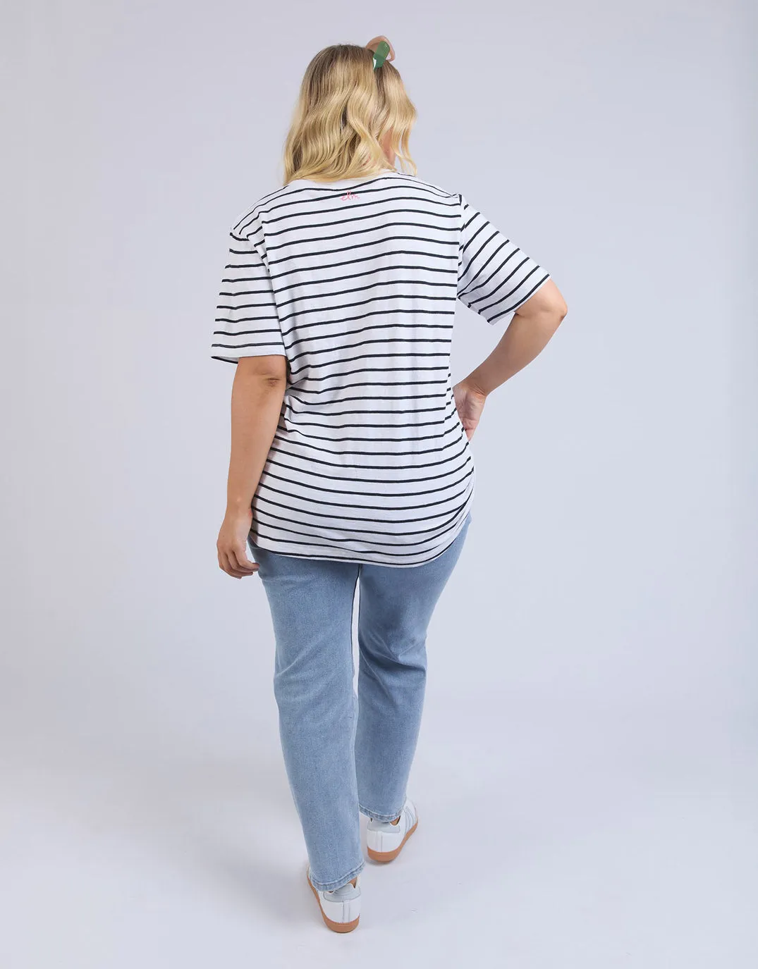 Zena Tee - White/Navy Stripe