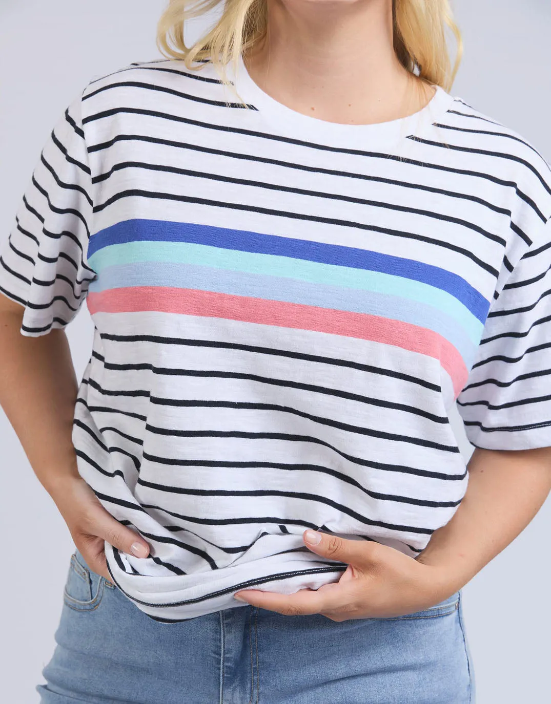 Zena Tee - White/Navy Stripe